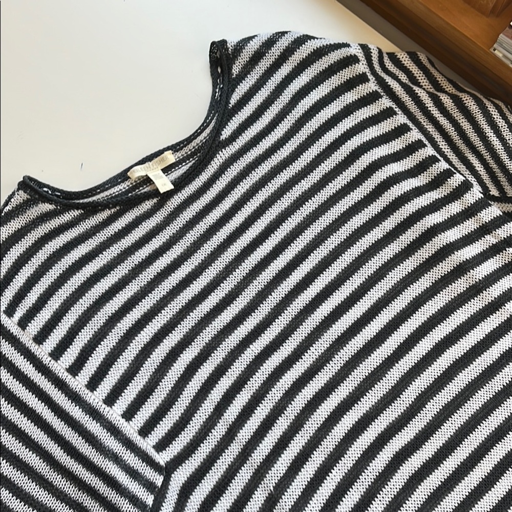 Eileen Fisher Black and White Knit Striped Sweater